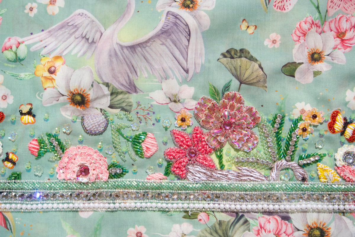 Velvety Fabric Swan Garden