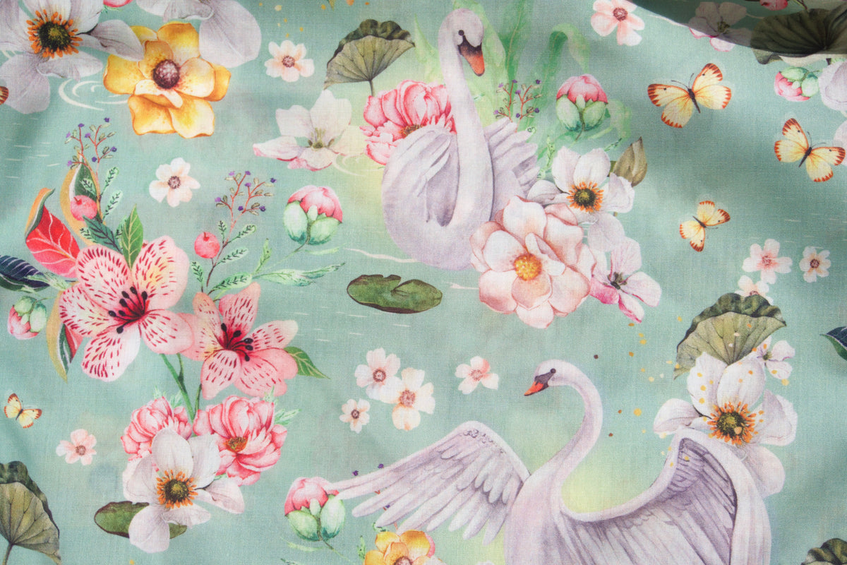 Velvety Fabric Swan Garden