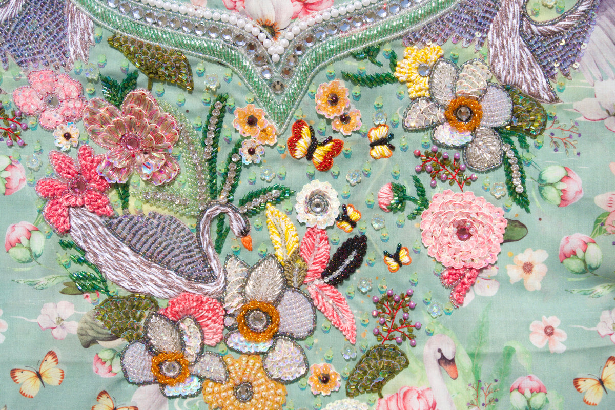 Velvety Fabric Swan Garden