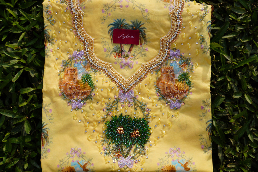 Aam Fabric’s National Day Yellow (Ready Unstitched)