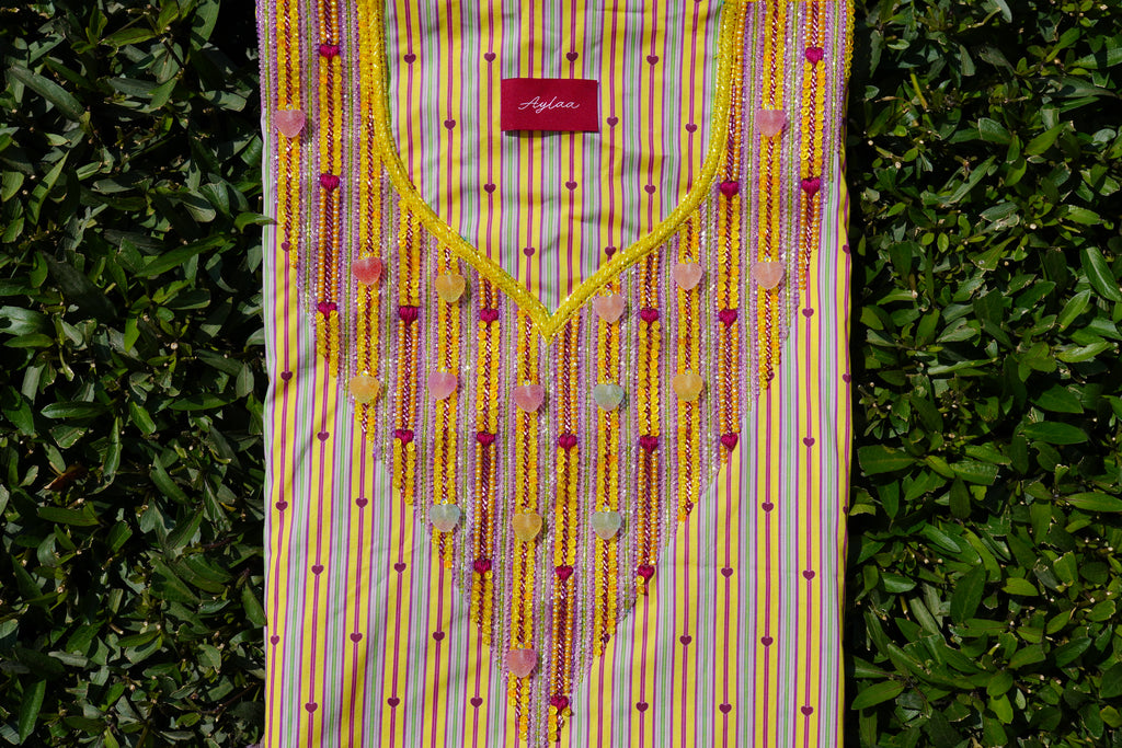 Nasem Fabrics Bu Qleem – Amber (Ready Unstitched)