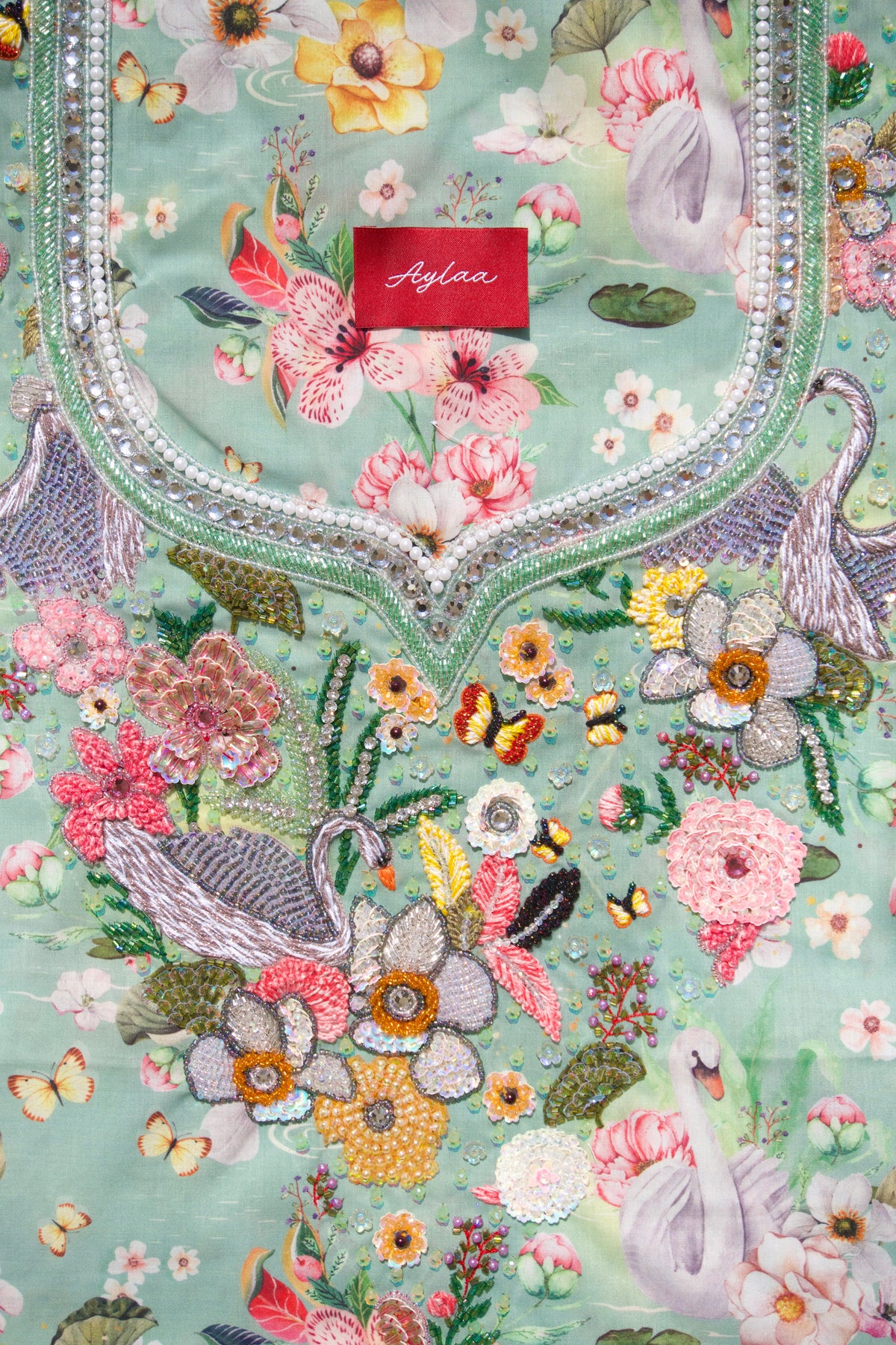 Velvety Fabric Swan Garden